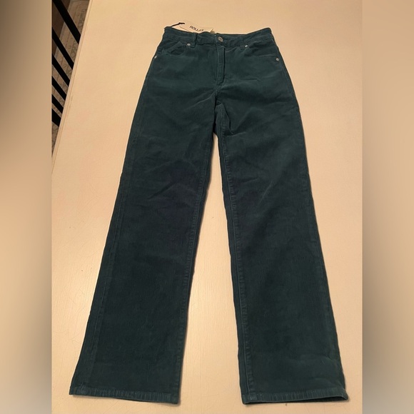 nwt ROLLA'S FREE PEOPLE original straight corduroy pant in forest green 27 - Picture 7 of 15